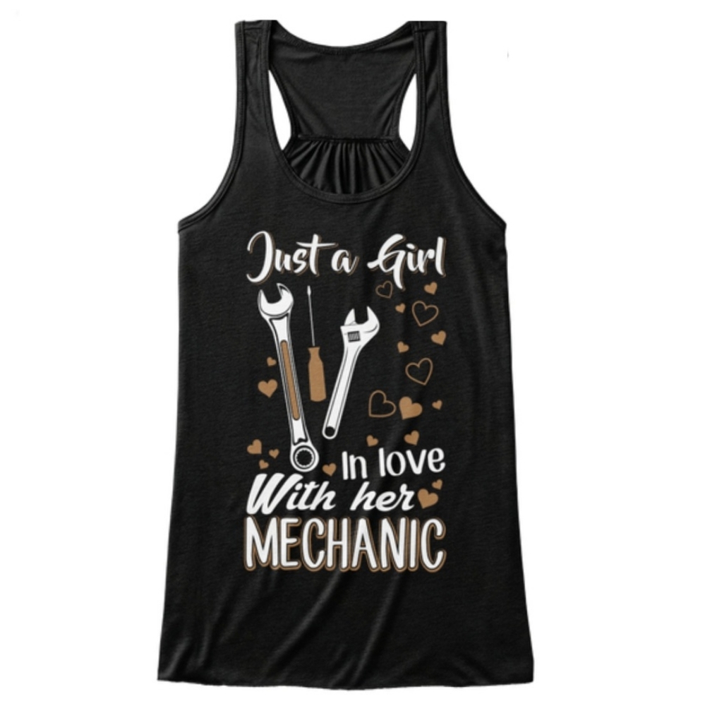 Bella Just A Girl In Love With Her Mechanic Sleeveless  Racerback Tank Top